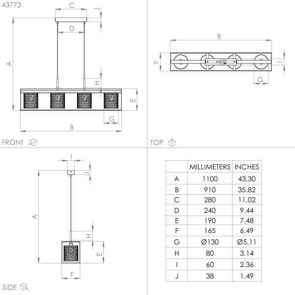 Eglo 43773 - Lustr na lanku CATTERICK 4xE27/40W/230V