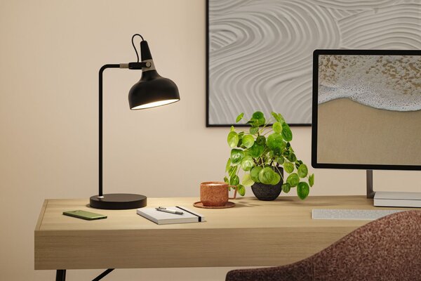 PAULMANN Stolní lampa Juna E14 max. 20W černá mat, šampaň kov