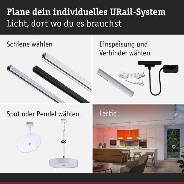 PAULMANN URail lištový spot Smart Home Zigbee 3.0 Hildor RGBW 7,5W RGBW+ stmívatelné 230V bílá