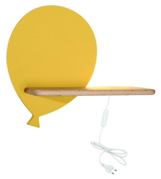 LED Dětské nástěnné svítidlo s poličkou BALLOON LED/4W/230V žlutá/dřevo