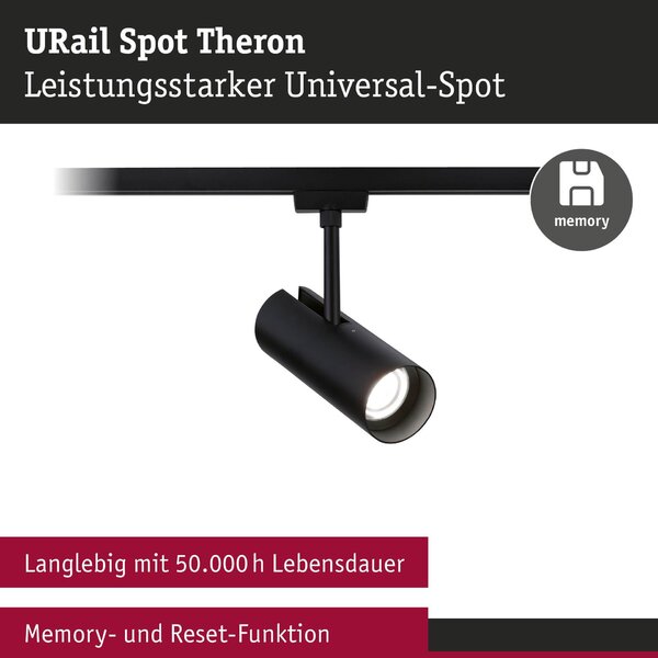 PAULMANN URail lištový spot Theron spot 11W 4000K stmívatelné 230V černá mat