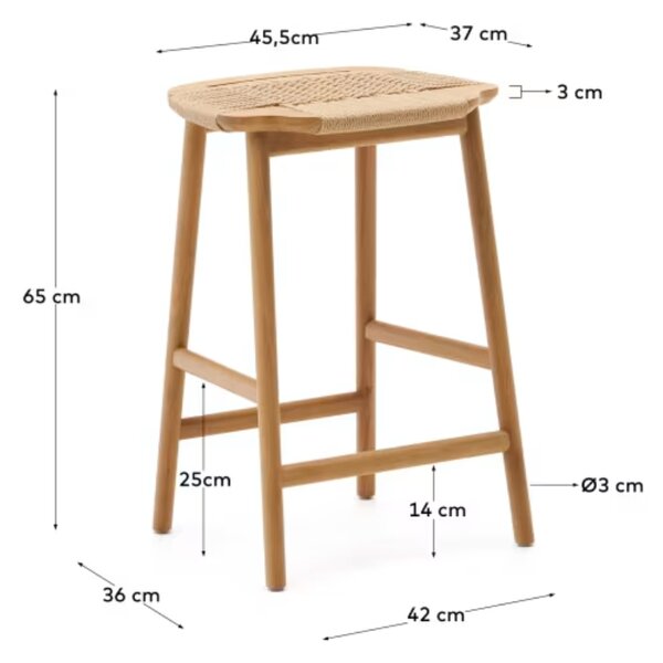 Dubová barová židle s výpletem Kave Home Enit 65 cm