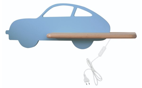 LED Dětské nástěnné svítidlo s poličkou CAR LED/5W/230V modrá/dřevo