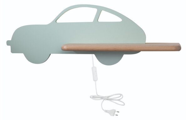 LED Dětské nástěnné svítidlo s poličkou CAR LED/5W/230V zelená/dřevo