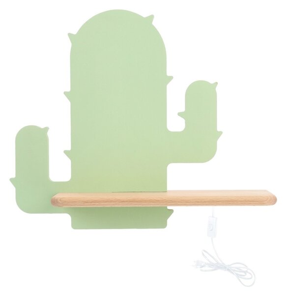 LED Dětské nástěnné svítidlo s poličkou CACTUS LED/4W/230V zelená/dřevo