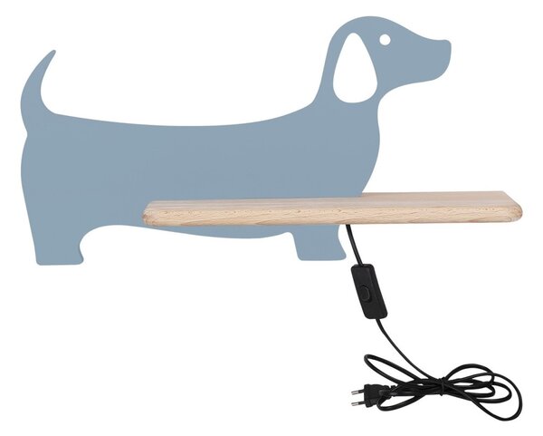 LED Dětské nástěnné svítidlo s poličkou DOG LED/5W/230V modrá/dřevo