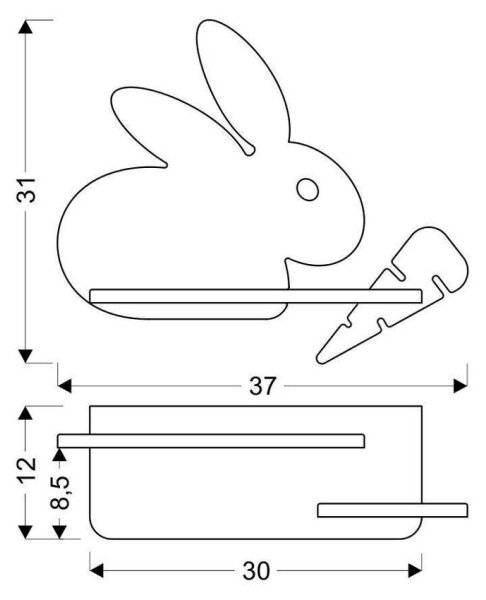 LED Dětské nástěnné svítidlo s poličkou RABBIT LED/4W/230V šedá/bílá/dřevo