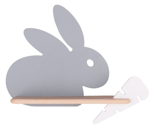 LED Dětské nástěnné svítidlo s poličkou RABBIT LED/4W/230V šedá/bílá/dřevo