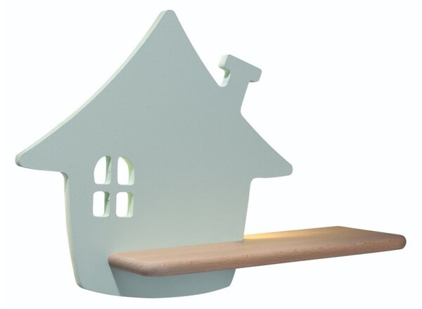 LED Dětské nástěnné svítidlo s poličkou HOUSE LED/4W/230V zelená/dřevo