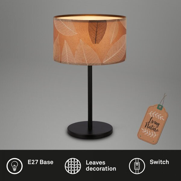 BRILONER Mata stolní lampa, dekor s lístky, kávová barva 7853014