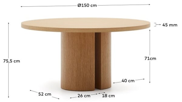 Dubový jídelní stůl Kave Home Nealy 150 cm