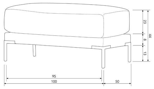 -25 % Dny MOMENTI– WOOOD Světle šedá látková podnožka Coulee 100 x 50 cm