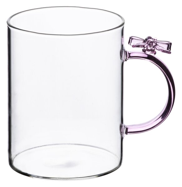 Allesken Skleněný hrnek PETER RIBBON 400 ml čirý/růžový