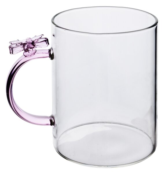 Allesken Skleněný hrnek PETER RIBBON 400 ml čirý/růžový