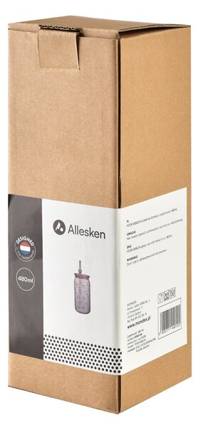 Allesken Skleněný hrnek PETER RIBBON 480 ml se slámkou čirý