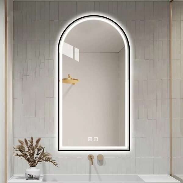 REA Dotykové zrcadlo s LED osvětlením DASH BLACK 60x100 cm černé