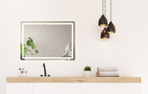REA Dotykové zrcadlo s LED osvětlením COLOR 80x60 cm