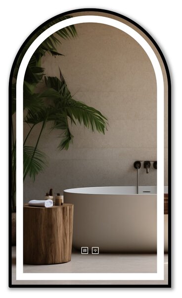 REA Dotykové zrcadlo s LED osvětlením DASH BLACK 60x100 cm černé