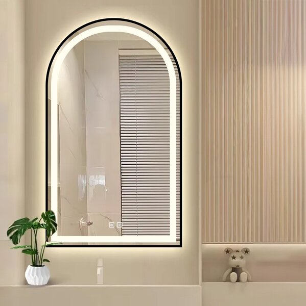REA Dotykové zrcadlo s LED osvětlením DASH BLACK 60x100 cm černé