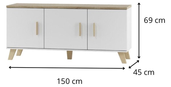 HALMAR TV stolek Lotta I 150 cm dub sonoma/bílý