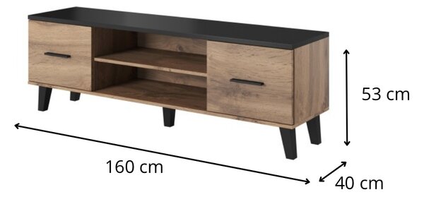 HALMAR TV stolek Lotta 160 cm dub wotan/černý