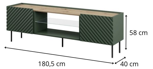 HALMAR TV stolek Onda 180,5 cm zelený/dub artisan