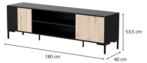 HALMAR TV stolek Merci 180 cm černý/dub artisan