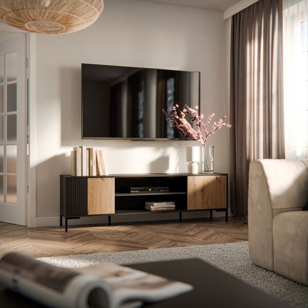 HALMAR TV stolek Merci 180 cm černý/dub artisan