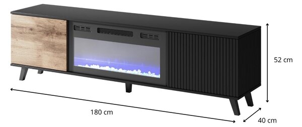 HALMAR TV stolek Random 180 cm s krbem dub wotan/černý