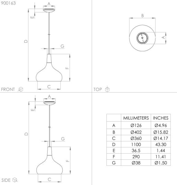 Eglo 900163 - Lustr na lanku SABINAR 1xE27/40W/230V pr. 40 cm