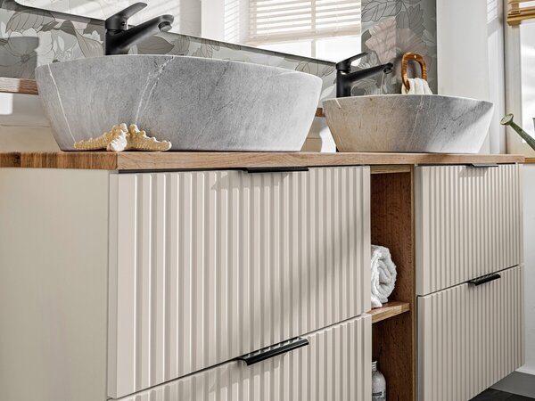 Comad Závěsná skříňka pod umyvadlo Adele Cashmere s deskou 80 cm kašmír