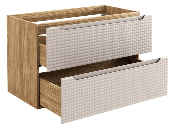 Comad Závěsná skříňka Luxor Beige s deskou a umyvadlem 120 cm béžová/dub olejovaný