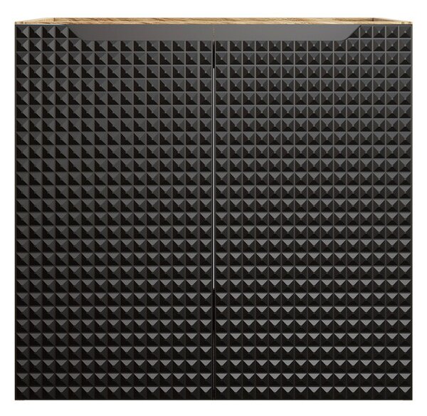 Comad Závěsná skříňka pod umyvadlo Luxor Black s deskou 90 cm černá/dub olejovaný