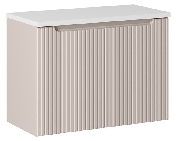 Comad Závěsná skříňka pod umyvadlo Nova Cashmere I s deskou 80 cm kašmír/bílá