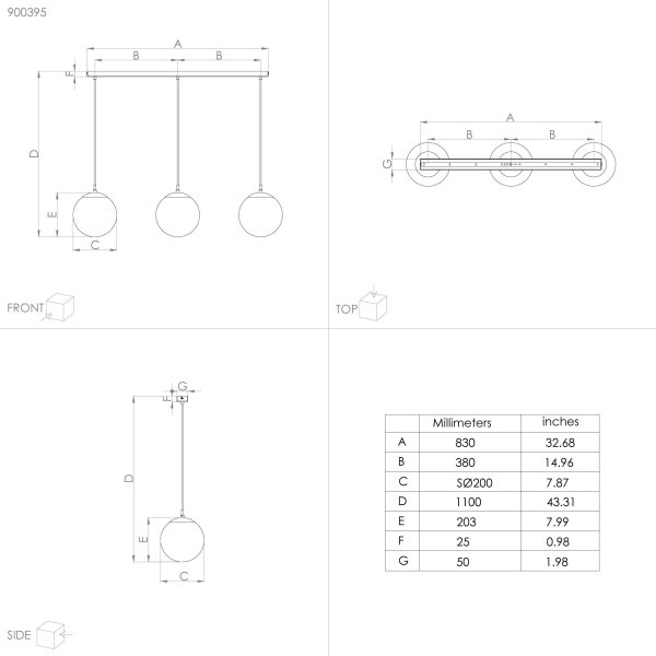 Eglo 900395 - Lustr na lanku RONDO 3xE27/40W/230V