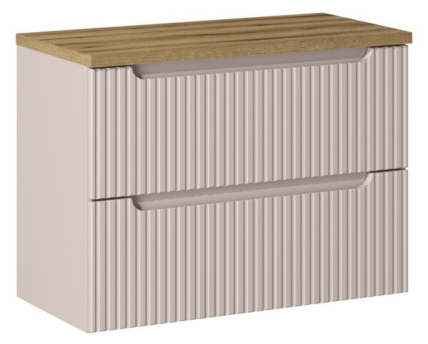 Comad Závěsná skříňka pod umyvadlo Nova Cashmere II s deskou 80 cm kašmír/dub coast evoke