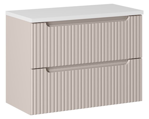 Comad Závěsná skříňka pod umyvadlo Nova Cashmere II s deskou 80 cm kašmír/bílá