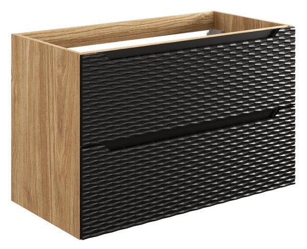 Comad Závěsná skříňka Ocean I se zápustným umyvadlem 90 cm černá/dub olejovaný