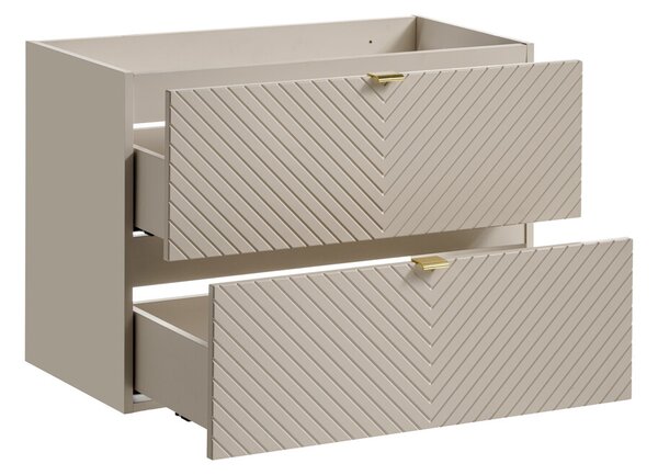 Comad Koupelnová sestava Viva Cashmere s deskou, umyvadly a skříňkami 120 cm kašmírová/dub evoke