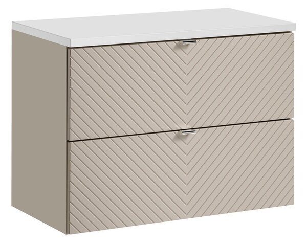 Comad Závěsná skříňka pod umyvadlo Viva Cashmere s deskou 80 cm kašmír/bílá
