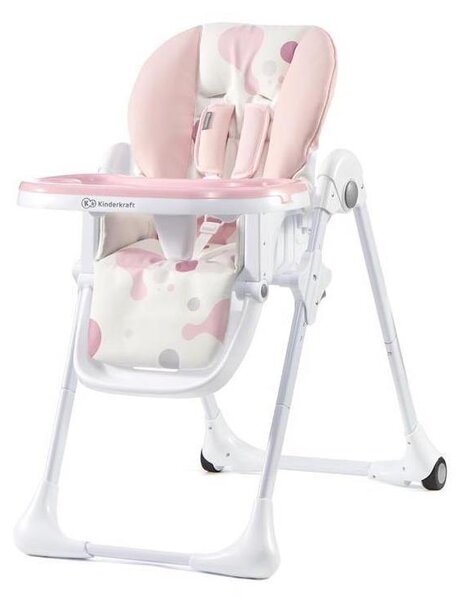 KINDERKRAFT - Dětská jídelní židle YUMMY růžová/bílá