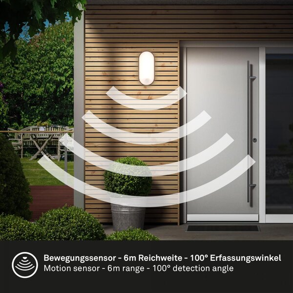 BRILONER Ruch LED venkovní nástěnné svítidlo, pohybové čidlo, IP65, černá 3830015