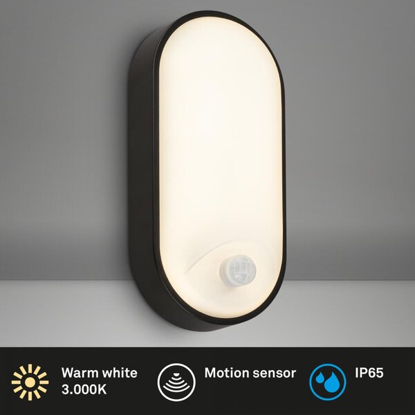 BRILONER Ruch LED venkovní nástěnné svítidlo, pohybové čidlo, IP65, černá 3830015