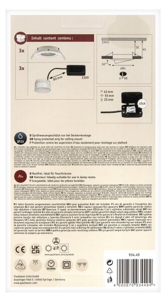 Paulmann 93449 - SADA 3xLED/6,5W IP23 Koupelnové podhledové svítidlo NOVA 230V