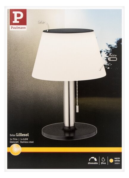 Paulmann 94309 - LED/0,8W IP44 Stmívatelná solární lampa LILLESOL 3,7V