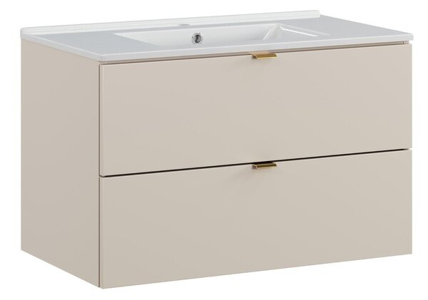 Comad Závěsná skříňka Dalia Cashmere se zápustným umyvadlem 80 cm kašmír
