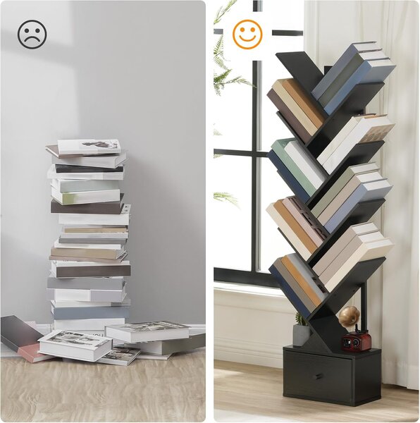 VASAGLE Designová knihovna Marelo 135 cm černá