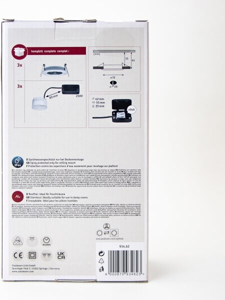 Paulmann 93462 - SADA 3xLED/6W IP44 Koupelnové podhledové svítidlo NOVA 230V
