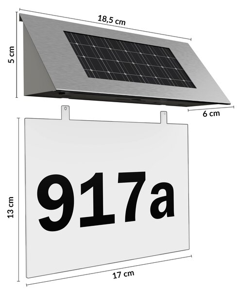 LED solární domovní číslo transparentní 105370