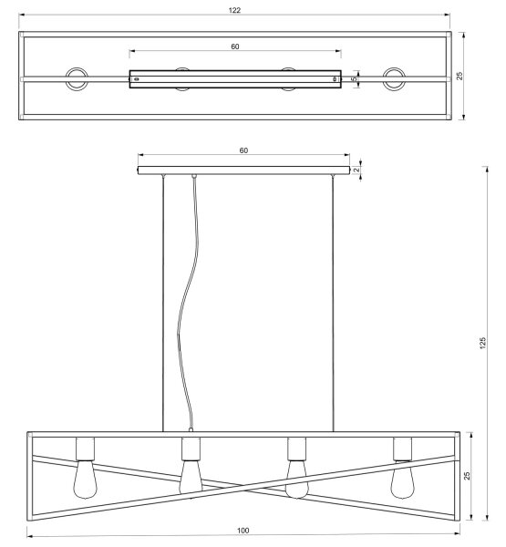 Lustr na lanku GOTE 4xE27/60W/230V